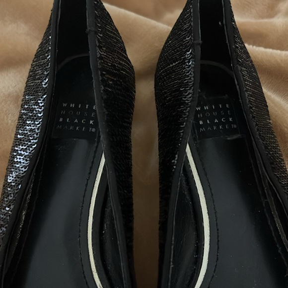 Black sequined, pointed toe flats - Picture 3 of 3